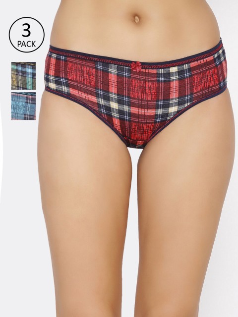 

Lady Lyka Women Pack Of 3 Checked Hipster Briefs CATER-PILAR-17, Blue