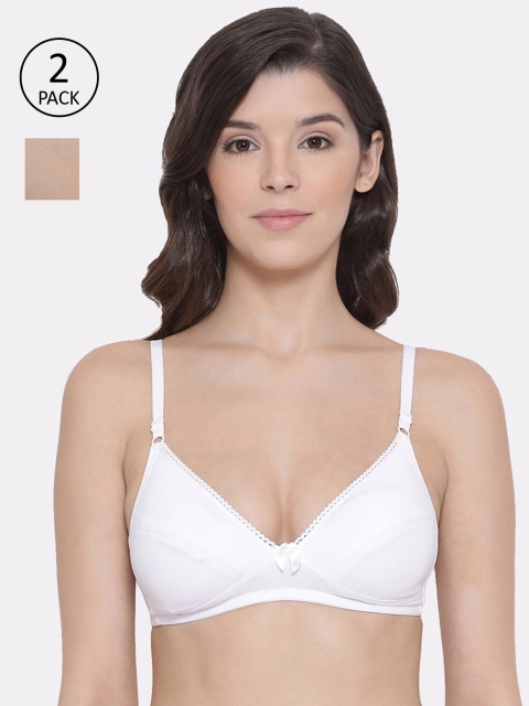 

LYRA Pack of 2 White & Beige Solid Non-Wired Non Padded Everyday Bras