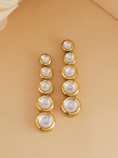 

Tistabene White & Gold-Plated Circular Drop Earrings