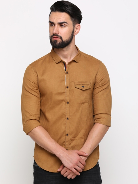 

WITH Men Brown Slim Fit Solid Casual Shirt