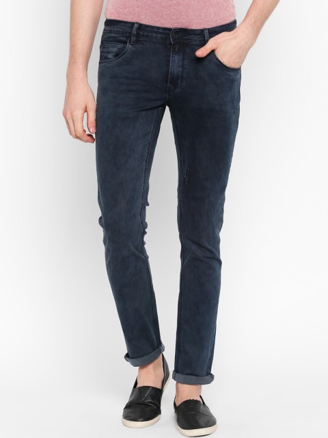 

Rex Straut Jeans Men Blue Slim Fit Mid-Rise Low Distress Stretchable Jeans
