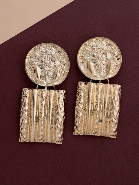 

Tistabene Gold-Plated Contemporary Engraved Dangler Earring