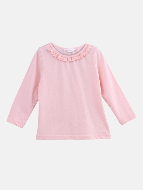 

Beebay Girls Peach-Coloured Solid Pure Cotton Top