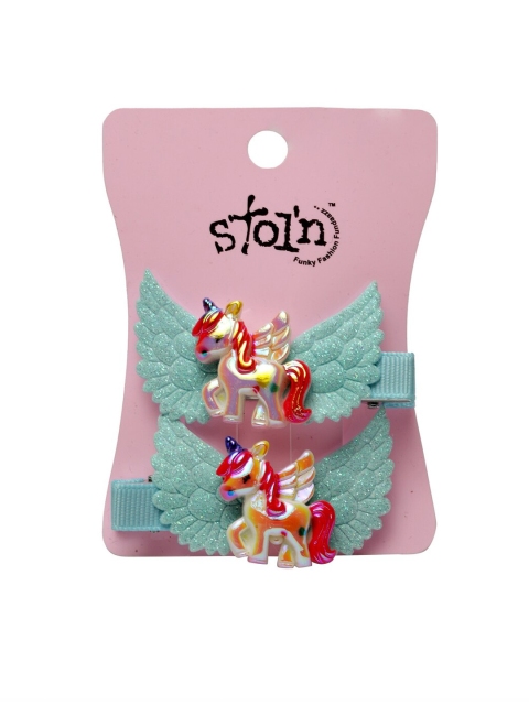 

Stoln Girls Set of 2 Blue & Off-White Embellished Alligator Hair Clip