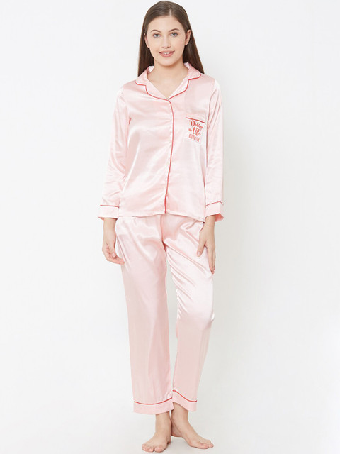 

Sweet Dreams Women Peach-Coloured Solid Night suit
