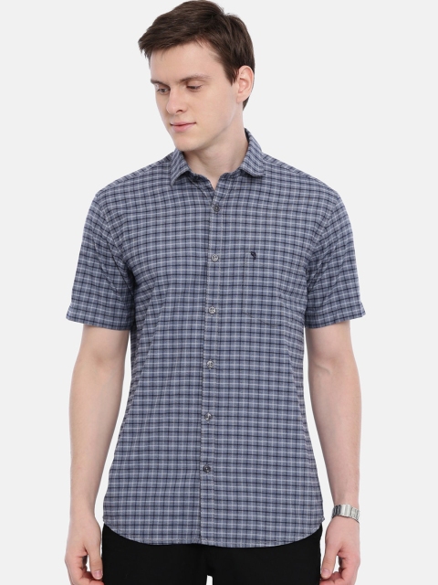 

Classic Polo Men Blue & Grey Slim Fit Checked Casual Shirt