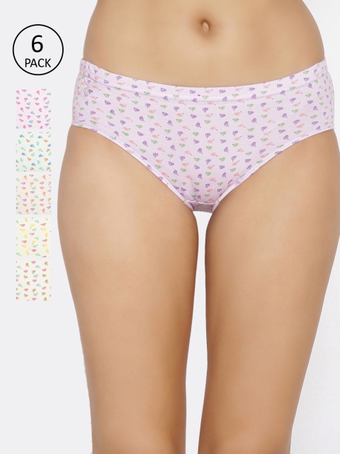 

Lady Lyka Women Pack Of 6 Printed Hipster Briefs ALFA-21, Off white