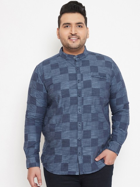 

Instafab Plus Men Blue Regular Fit Checked Plus Size Casual Shirt
