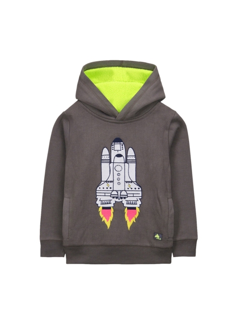 

Cherry Crumble Kids Grey Self Design Hooded Sweatshirt