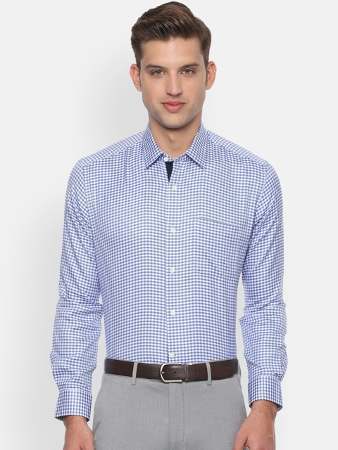 

Luxure by Louis Philippe Men Blue & White Regular Fit Checked Formal Shirt