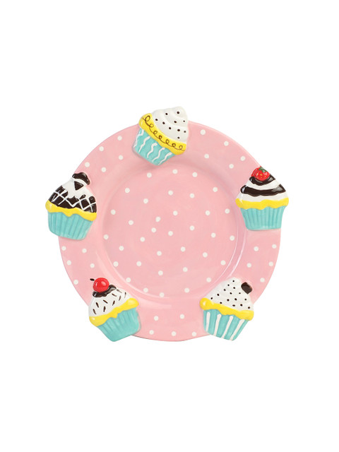 

Chumbak Pink & White The Cupcake Circle Opalware Dessert Plate