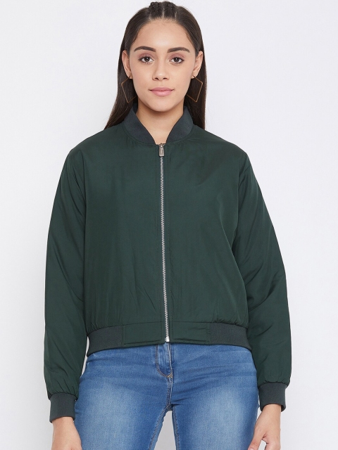 

Crimsoune Club Women Green Solid Insulator Biker Jacket