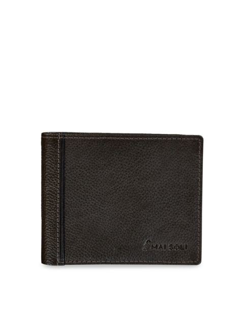 

MAI SOLI Men Grey Solid Two Fold Leather Wallet