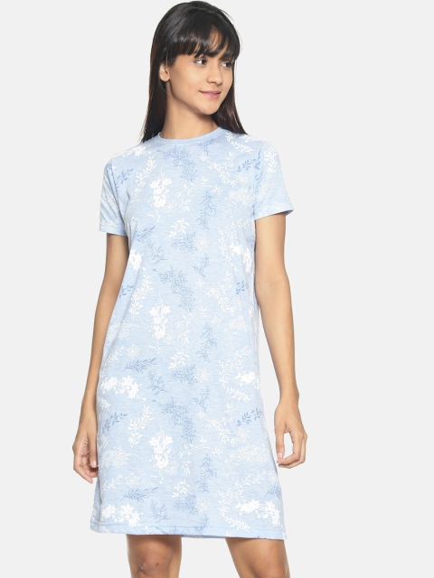

Kryptic Blue & White Floral Printed Nightdress