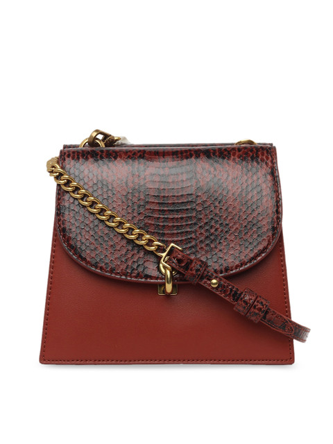 

CHARLES & KEITH Brown Animal Print Textured Sling Bag