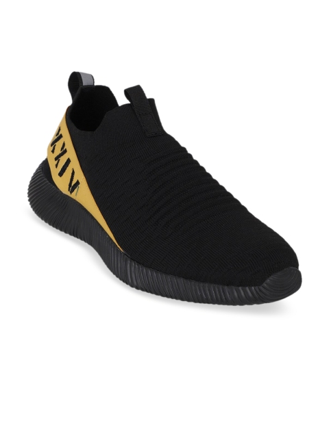 

KazarMax Men Black Textured Slip-On Sneakers