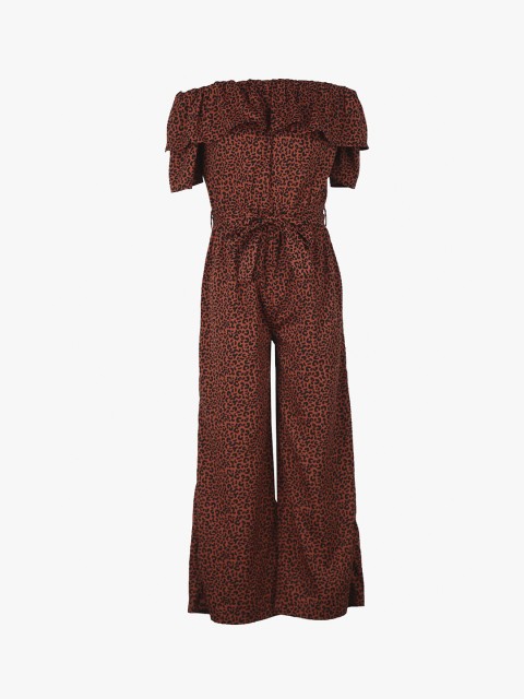 

Tiddlywings Girls Brown & Black Animal Print Basic Jumpsuit