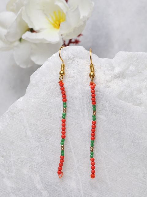 

DUGRISTYLE Gold-Plated & Orange Quirky Drop Earrings