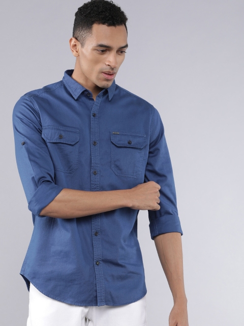 

Ecko Unltd Men Blue & White Slim Fit Graphic Print Casual Shirt