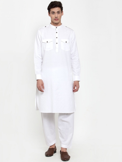 

NEUDIS Men White Solid Kurta with Salwar