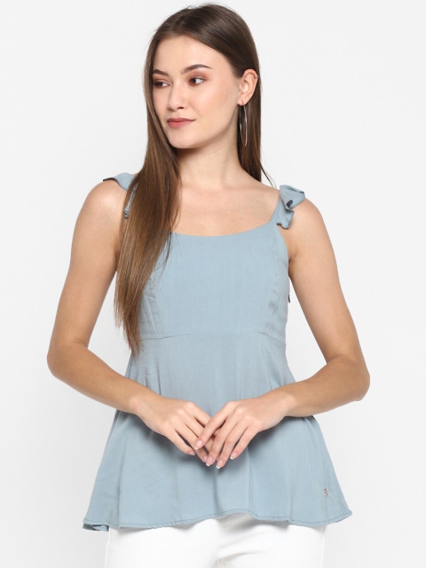 

FOSH Women Grey Solid Peplum Top