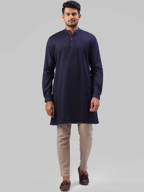 

Raymond Men Navy Blue Embroidered Straight Kurta