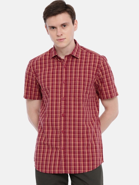 

Classic Polo Men Maroon & Yellow Slim Fit Checked Casual Shirt