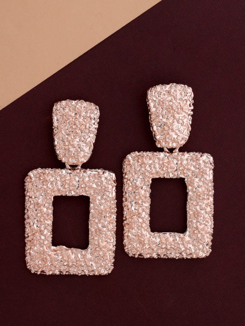 

Tistabene Rose Gold Plated Geometric Drop Earrings, Pink