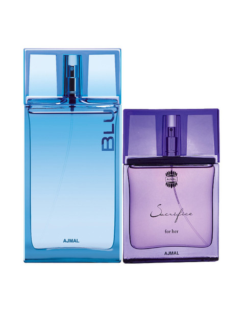 

Ajmal Set of 2 Blu EDP Aquatic Woody Perfume & Sacrifice EDP Floral Musky Perfume 140 ml, Multi