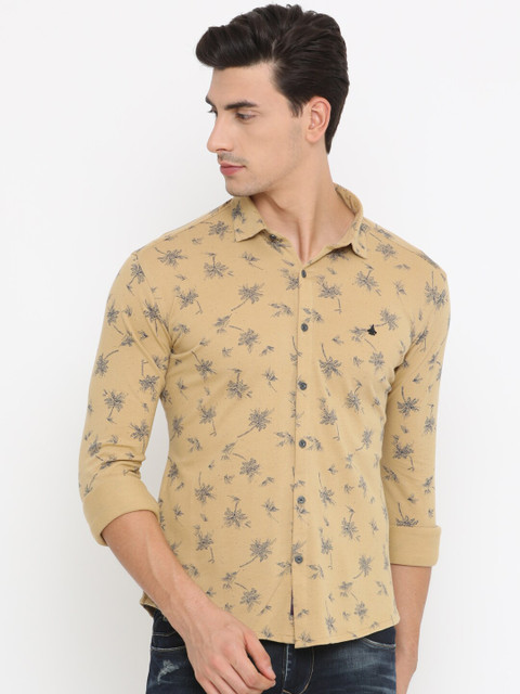 

SHOWOFF Men Beige & Grey Slim Fit Printed Casual Shirt
