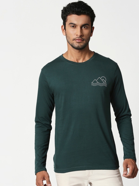 Bewakoof Men Green Solid Round Neck T-shirt