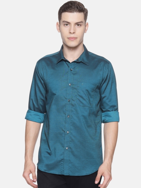 

RAMRAJ COTTON Men Blue Smart Slim Fit Solid Casual Shirt