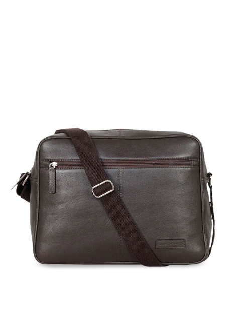 

Justanned Men Coffee Brown Solid Leather Messenger Bag