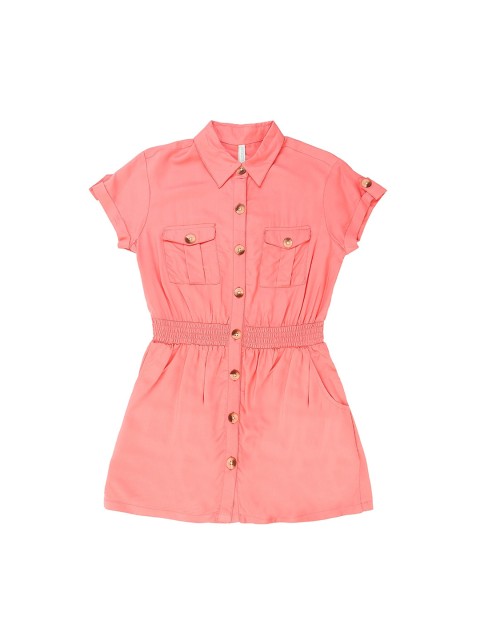 

Pantaloons Junior Girls Coral Solid Shirt Style Pure Cotton Top
