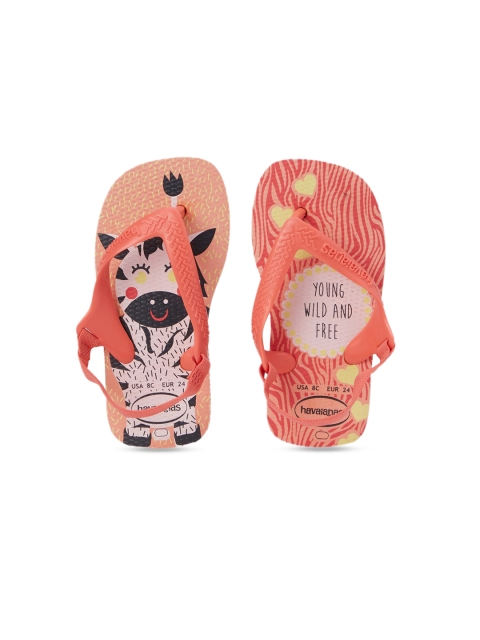 

Havaianas Unisex Kids Peach-Coloured Printed Thong Flip-Flops