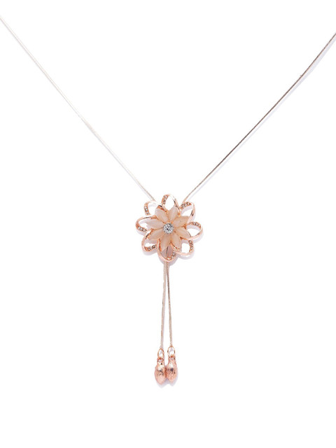 

Globus Rose Gold-Plated Zircon Studded Long Necklace