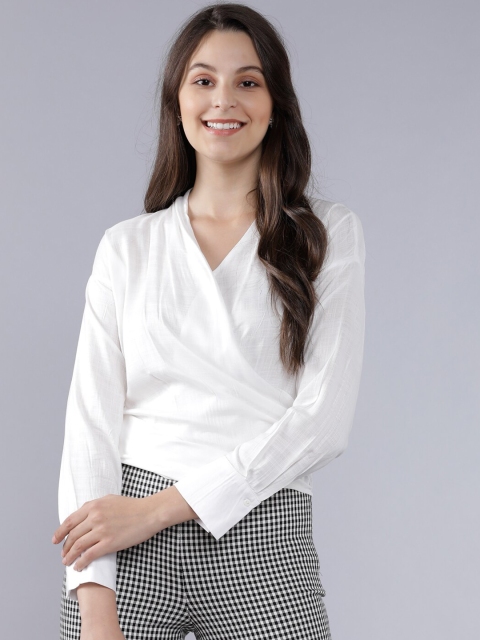 

Tokyo Talkies Women White Solid Wrap Top