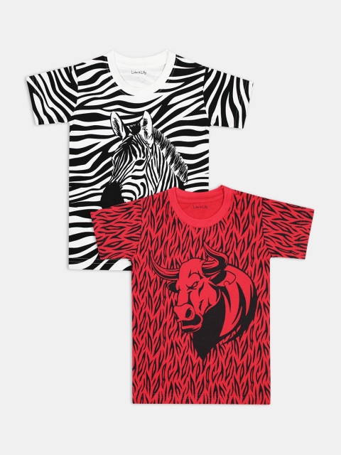 

Luke & Lilly Boys Pack of 2 Printed Round Neck T-shirt, Red