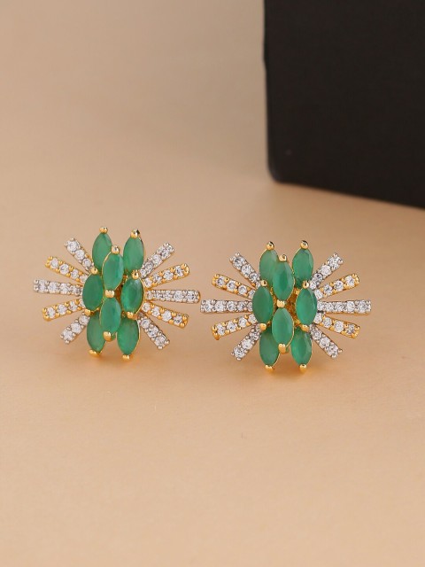 

Tistabene Gold-Plated & Green & White Contemporary Studs
