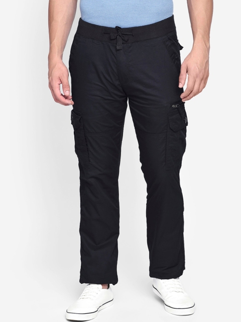 

beevee Men Black Regular Fit Solid Cargos