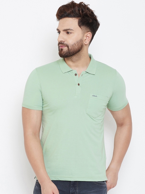 

Adobe Men Sea Green Solid Polo Collar T-shirt