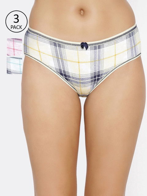 

Lady Lyka Women Pack Of 3 Checked Hipster Briefs CATER-PILAR-14, Yellow