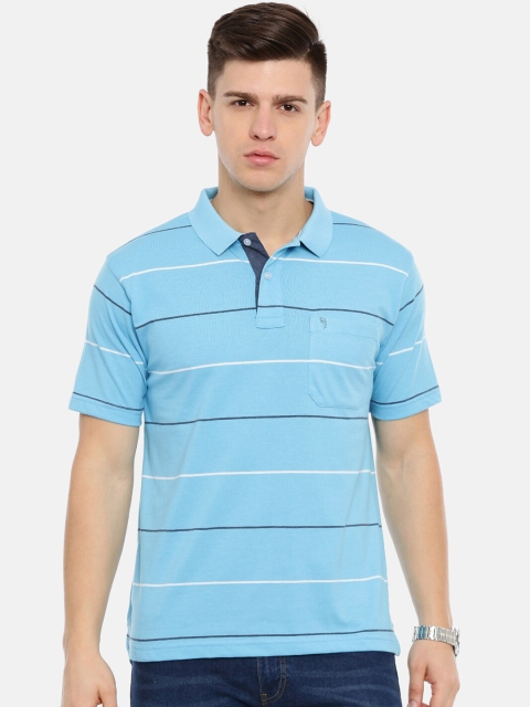 

Classic Polo Men Blue Striped Polo Collar T-shirt