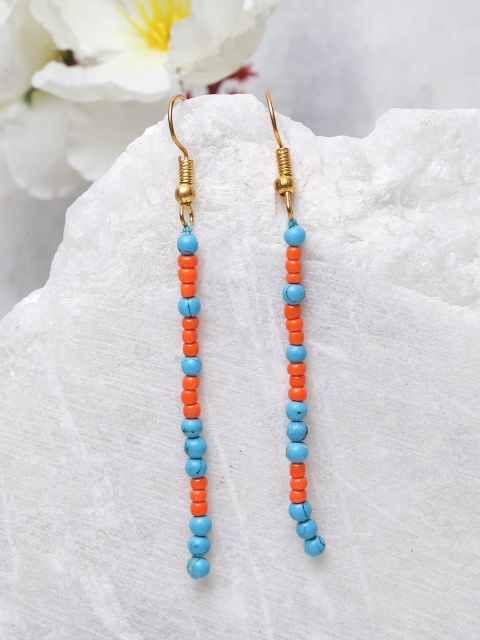 

DUGRISTYLE Gold-Plated & Red Contemporary Drop Earrings
