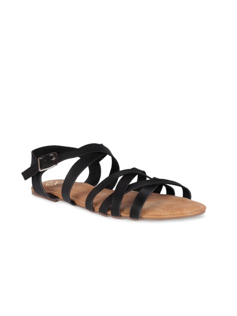 

Sole To Soul Women Black Solid Open Toe Flats