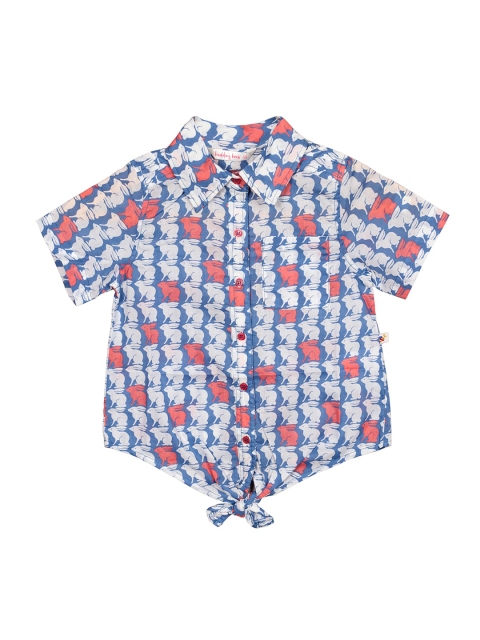 

Budding Bees Girls Blue & Pink Printed Casual Shirt