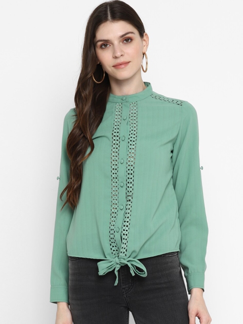 

TRENDY DIVVA Women Green Solid lace Detailed Top