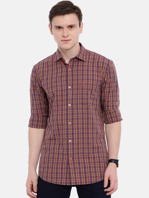 

Classic Polo Men Purple & Green Slim Fit Checked Casual Shirt