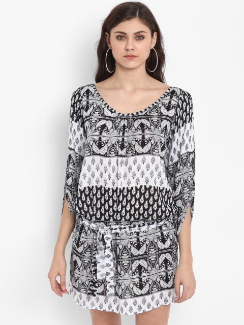 

Aditi Wasan Women White Printed Drop-Waist Dress
