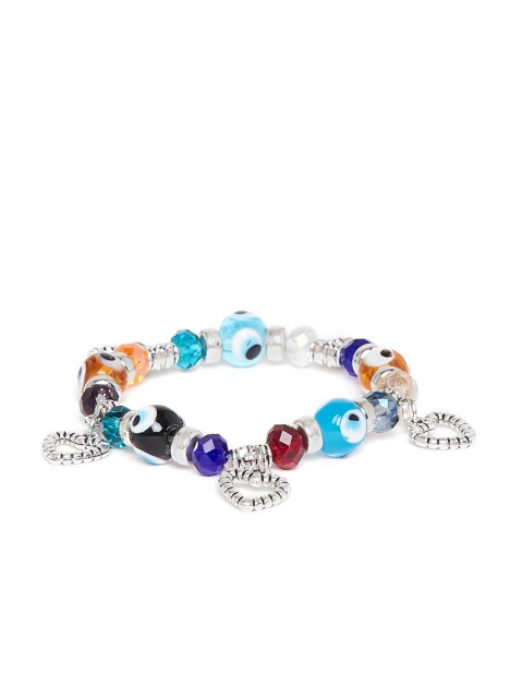 

ZeroKaata Silver-Toned And Blue Heart Charm Bracelet